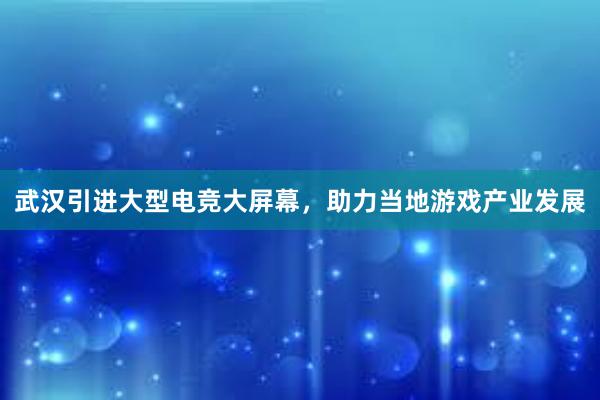 武汉引进大型电竞大屏幕，助力当地游戏产业发展